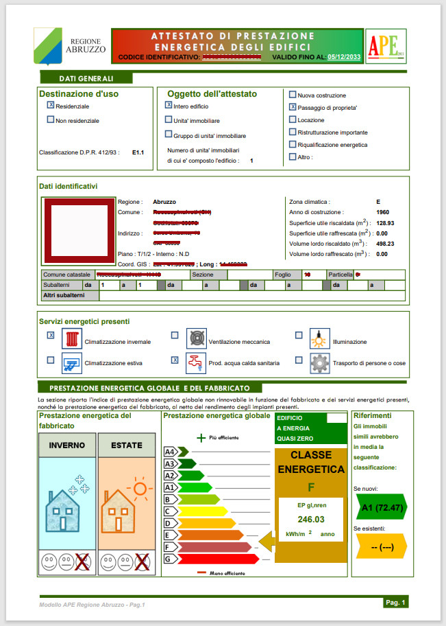 APE (Energy Performance Certificate) - Example 1