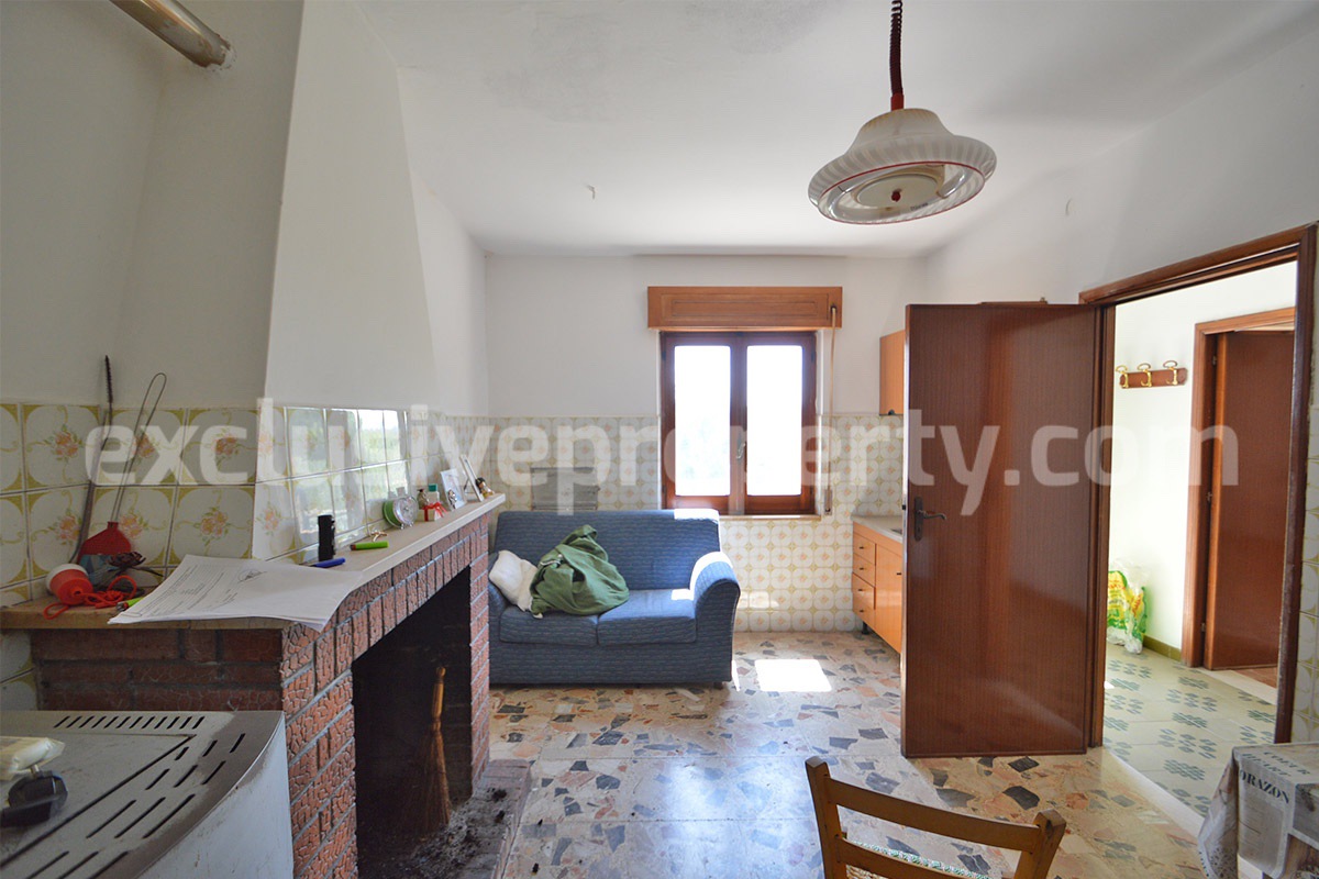 Semi-detached original condition countryside house has a fantastic scenic terrace for sale in Roccaspinalveti