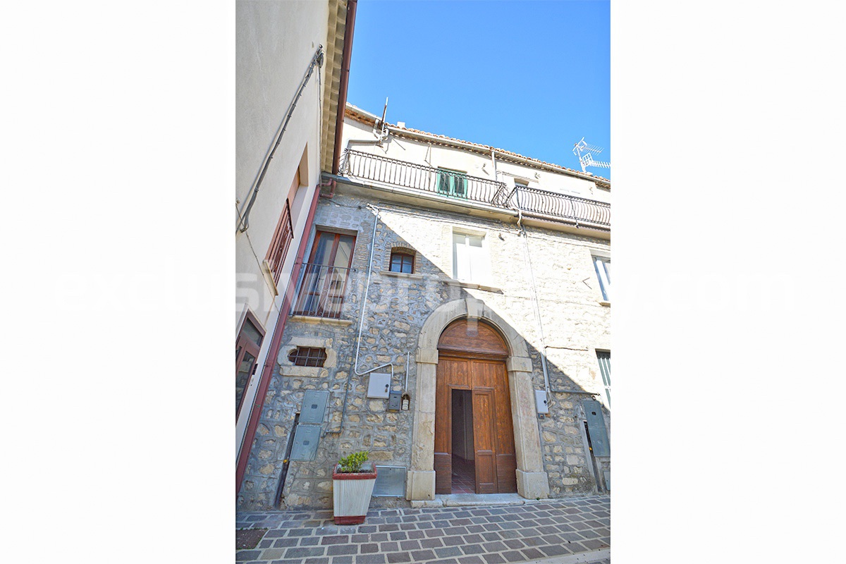 Stone Apartment for Sale in Abruzzo - Renovated Home with Balcony - Views and Historic Marble Portal