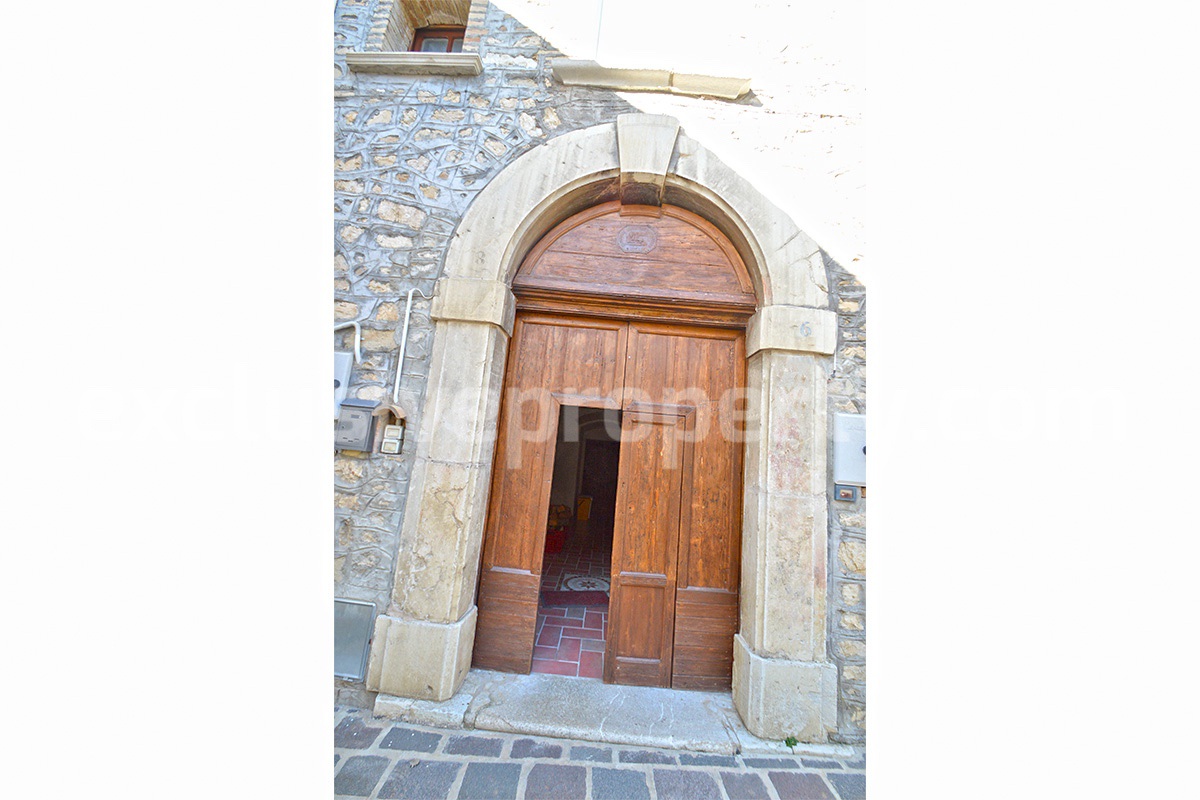 Stone Apartment for Sale in Abruzzo - Renovated Home with Balcony - Views and Historic Marble Portal