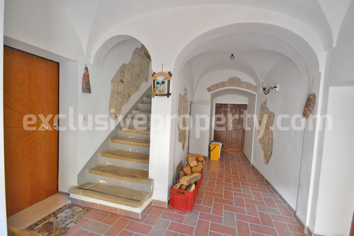 Stone Apartment for Sale in Abruzzo - Renovated Home with Balcony - Views and Historic Marble Portal