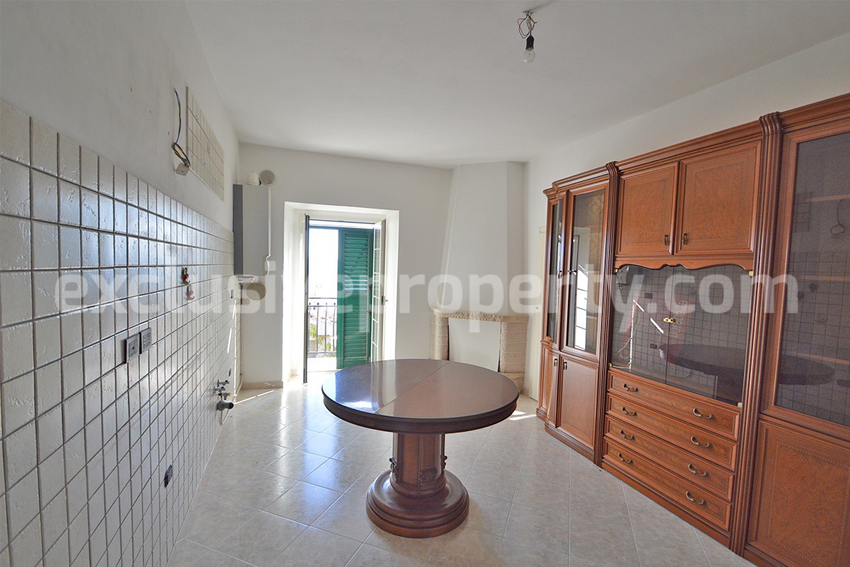 Stone Apartment for Sale in Abruzzo - Renovated Home with Balcony - Views and Historic Marble Portal