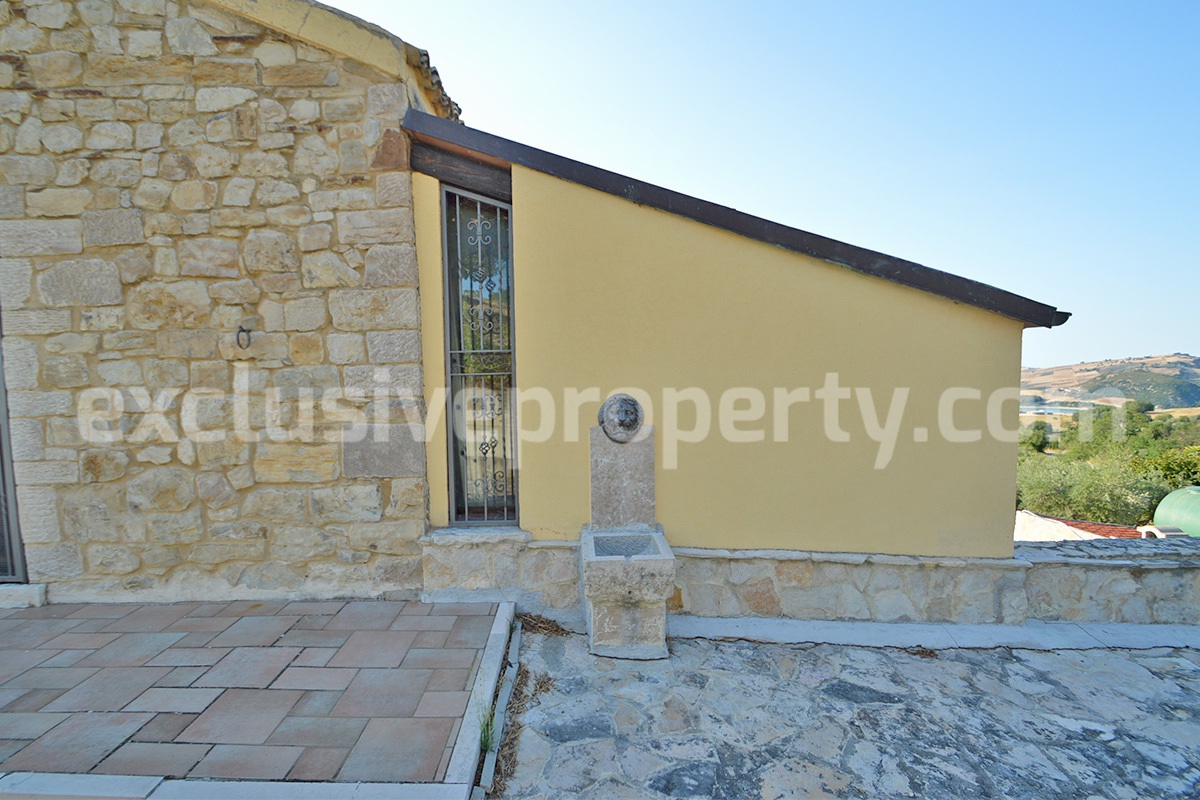 Renovated Stone House for Sale in Italy - Terrace and 5 Hectares of Land with Lake View in Casacalenda - Molise