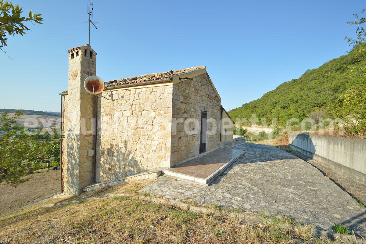 Renovated Stone House for Sale in Italy - Terrace and 5 Hectares of Land with Lake View in Casacalenda - Molise