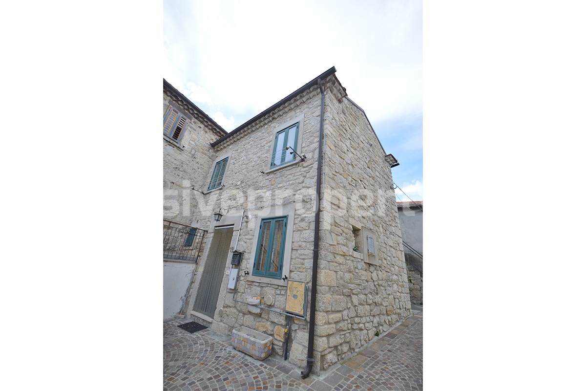 Cozy Stone Townhouse for Sale in Castelguidone in Abruzzo - Move-In Ready with Thermo-Fireplace