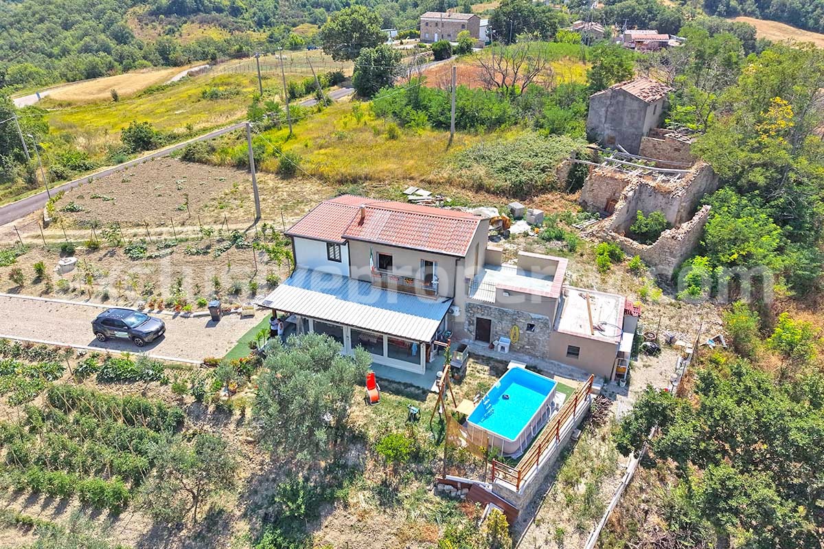 Stone Country Villa with Pool Fenced - Land and Majella Mountain Views for Sale in Abruzzo - Italy