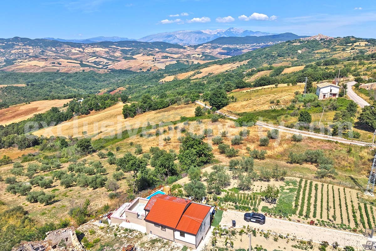 Stone Country Villa with Pool Fenced - Land and Majella Mountain Views for Sale in Abruzzo - Italy