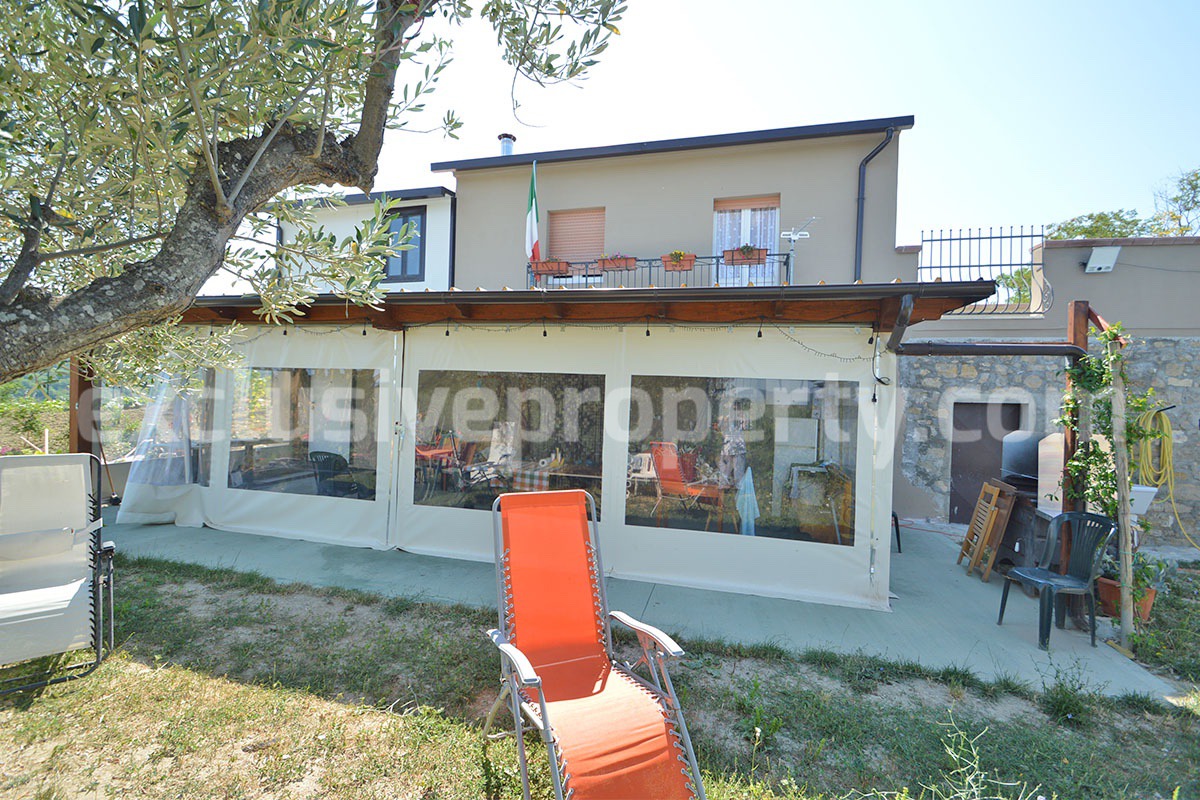 Stone Country Villa with Pool Fenced - Land and Majella Mountain Views for Sale in Abruzzo - Italy