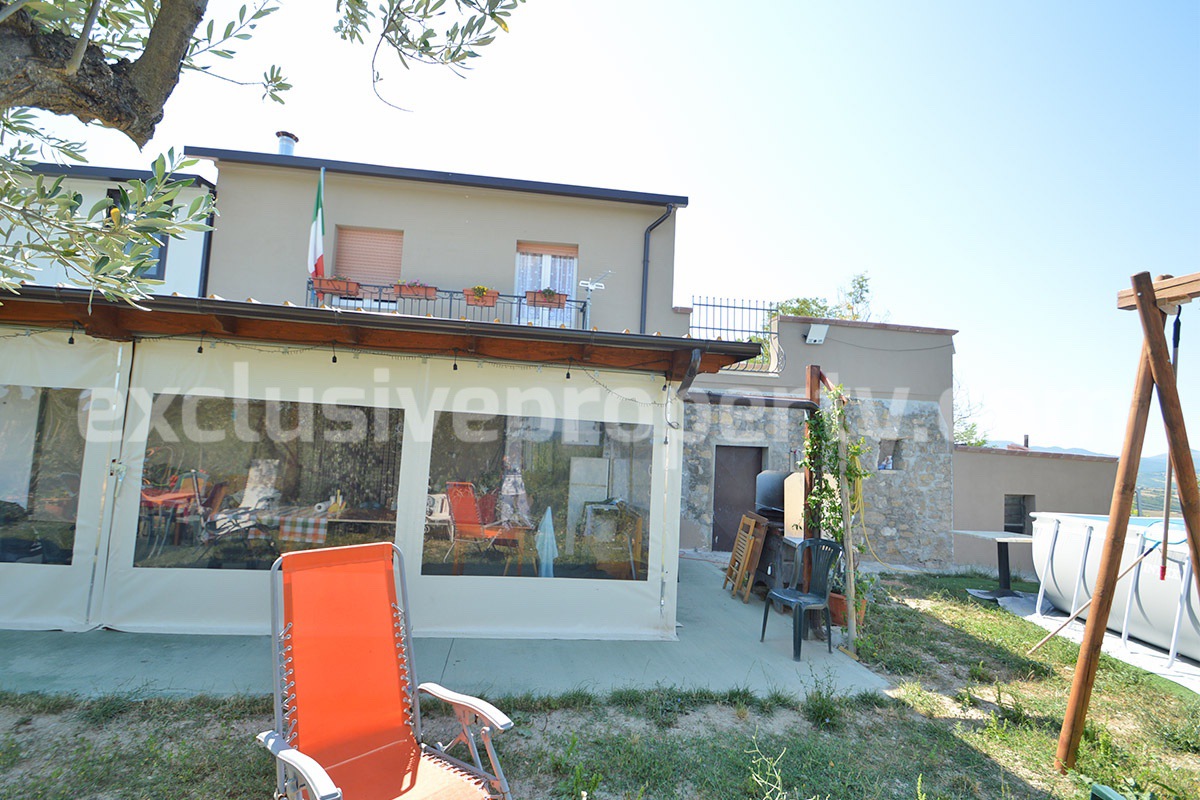 Stone Country Villa with Pool Fenced - Land and Majella Mountain Views for Sale in Abruzzo - Italy