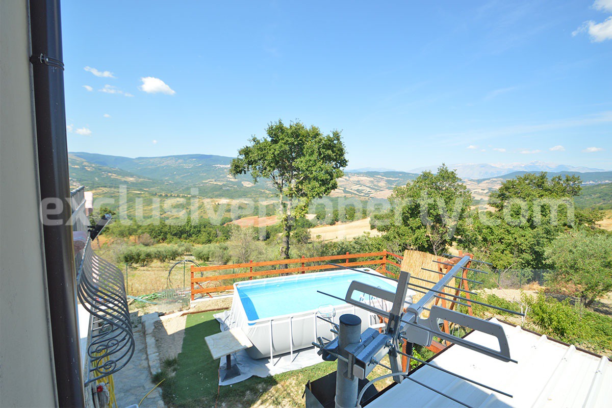 Stone Country Villa with Pool Fenced - Land and Majella Mountain Views for Sale in Abruzzo - Italy