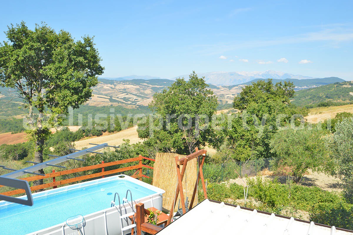 Stone Country Villa with Pool Fenced - Land and Majella Mountain Views for Sale in Abruzzo - Italy