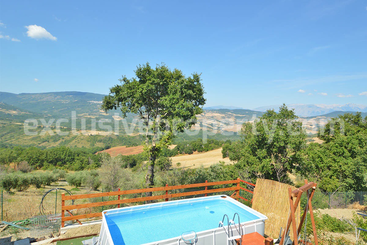 Stone Country Villa with Pool Fenced - Land and Majella Mountain Views for Sale in Abruzzo - Italy