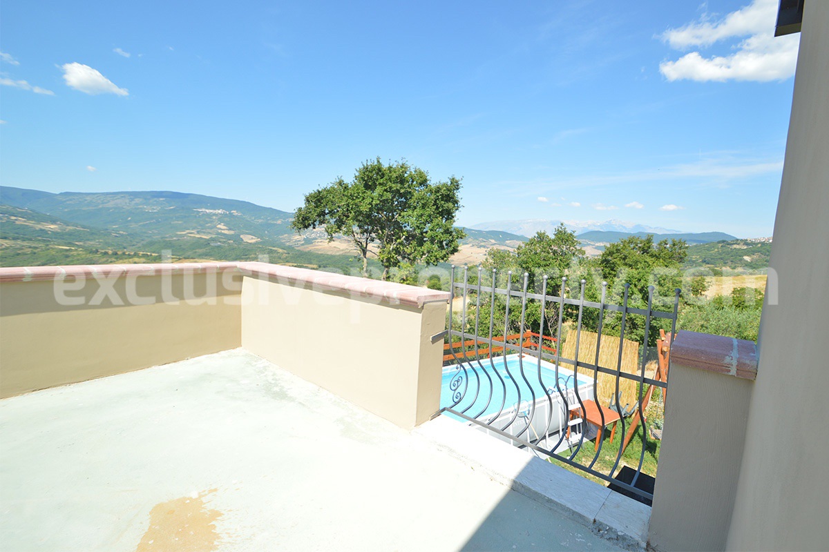Stone Country Villa with Pool Fenced - Land and Majella Mountain Views for Sale in Abruzzo - Italy