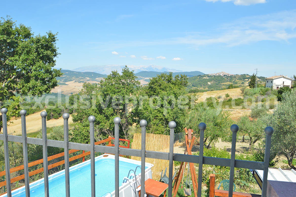 Stone Country Villa with Pool Fenced - Land and Majella Mountain Views for Sale in Abruzzo - Italy