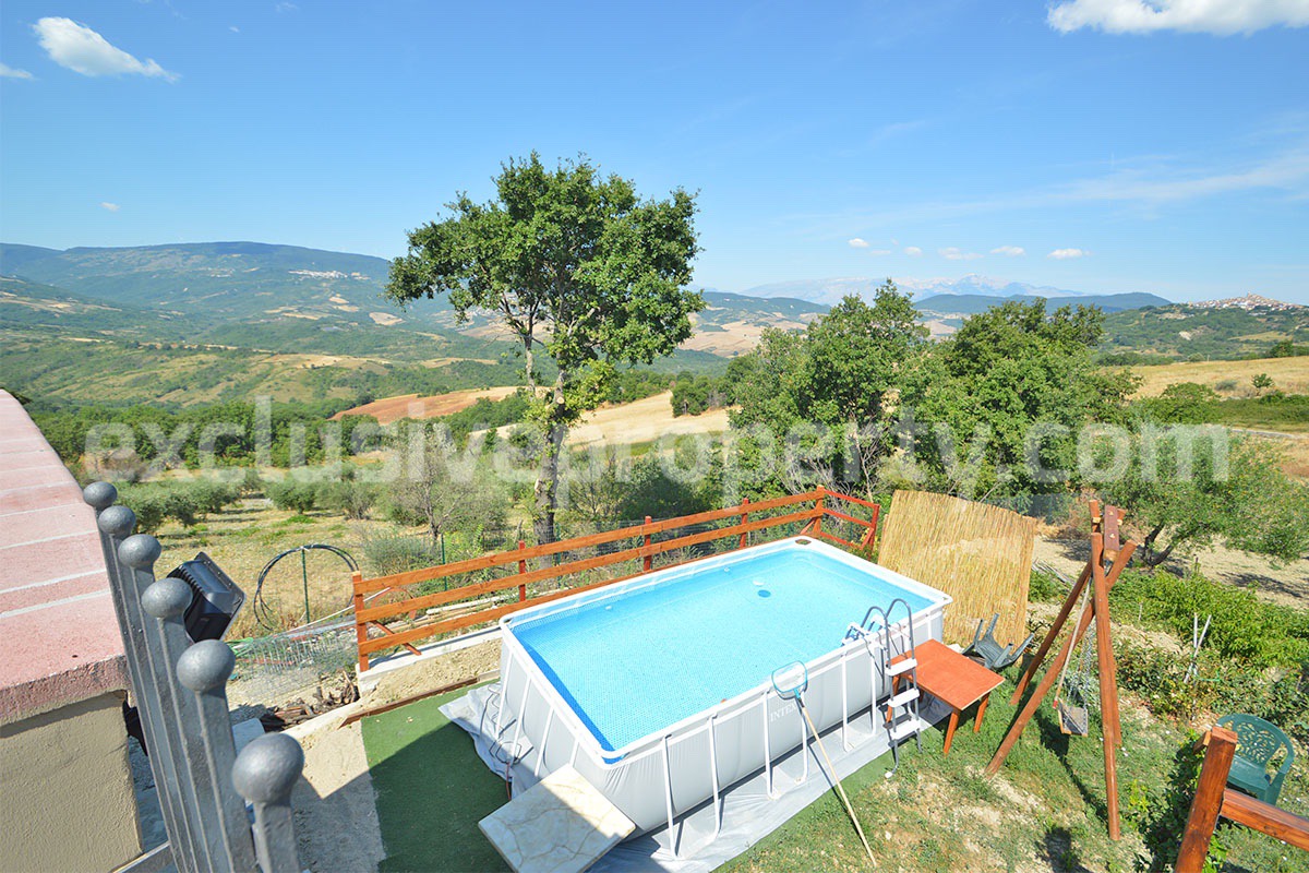 Stone Country Villa with Pool Fenced - Land and Majella Mountain Views for Sale in Abruzzo - Italy