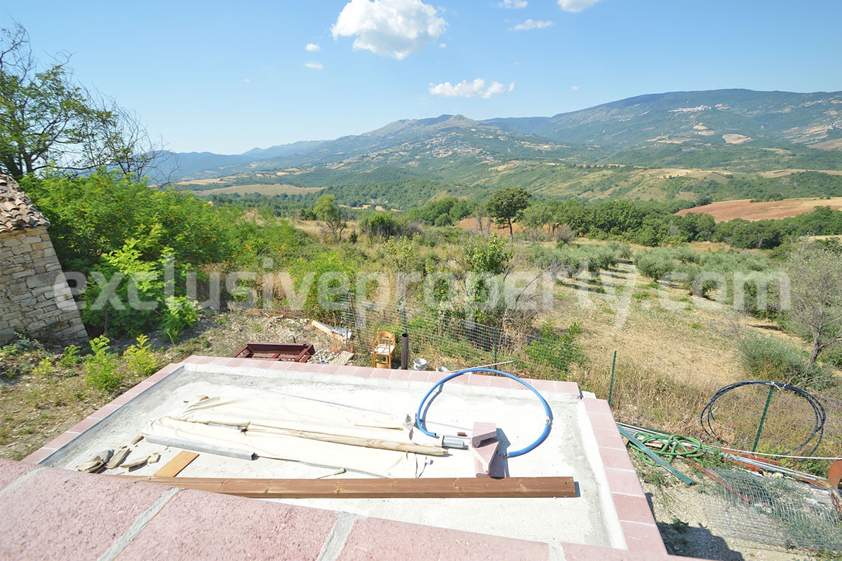 Stone Country Villa with Pool Fenced - Land and Majella Mountain Views for Sale in Abruzzo - Italy