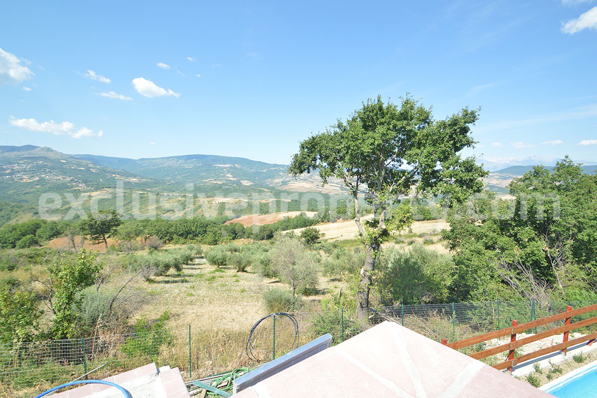 Stone Country Villa with Pool Fenced - Land and Majella Mountain Views for Sale in Abruzzo - Italy