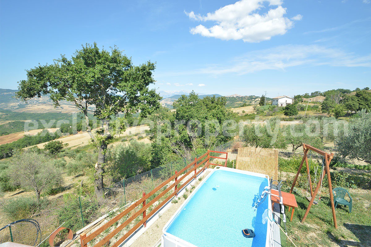 Stone Country Villa with Pool Fenced - Land and Majella Mountain Views for Sale in Abruzzo - Italy