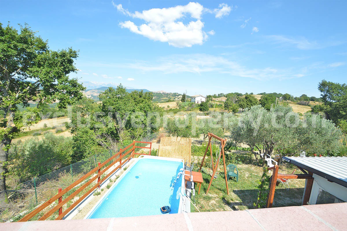 Stone Country Villa with Pool Fenced - Land and Majella Mountain Views for Sale in Abruzzo - Italy