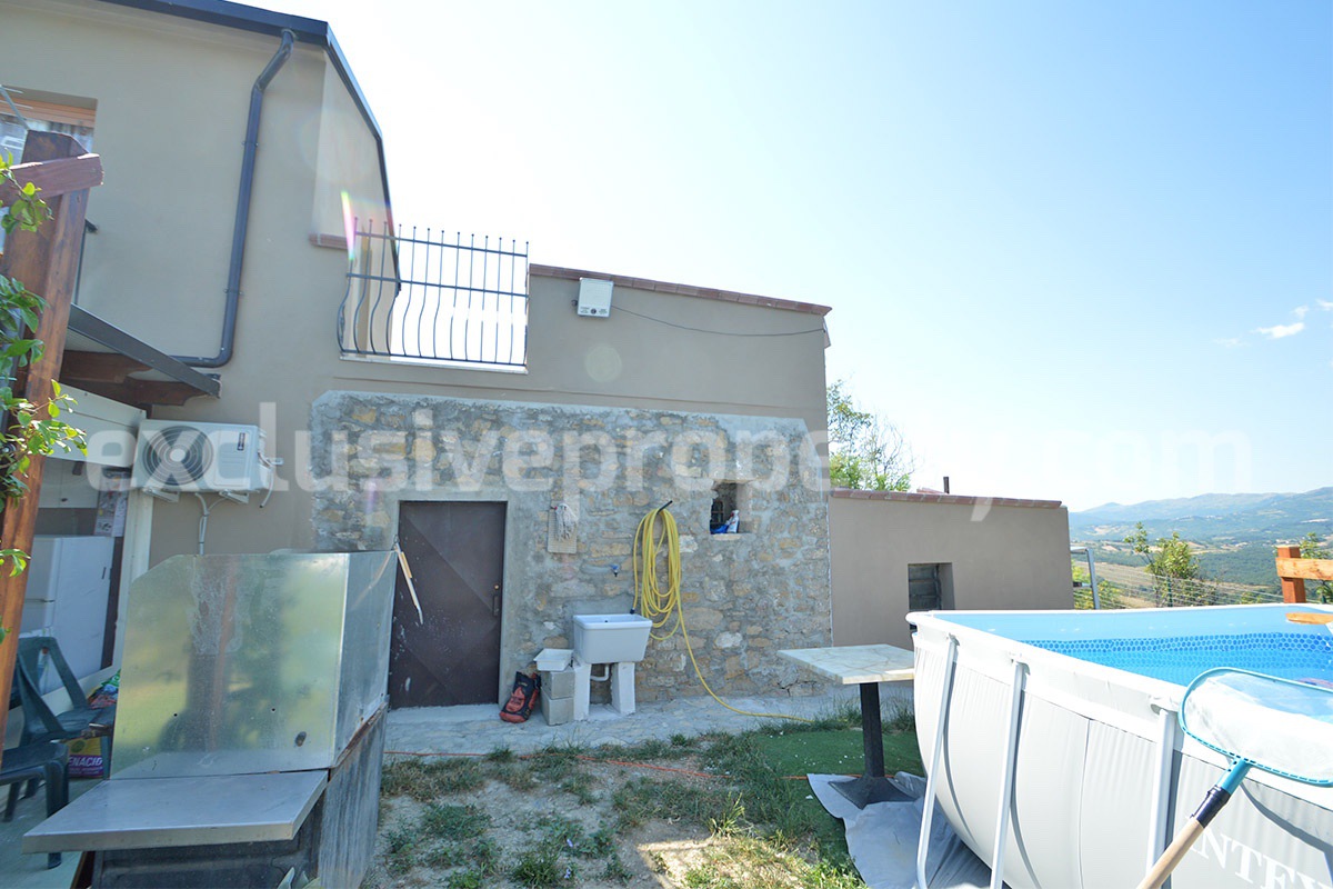 Stone Country Villa with Pool Fenced - Land and Majella Mountain Views for Sale in Abruzzo - Italy