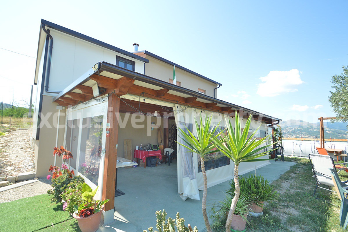 Stone Country Villa with Pool Fenced - Land and Majella Mountain Views for Sale in Abruzzo - Italy