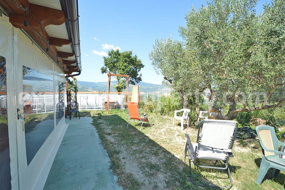 Stone Country Villa with Pool Fenced - Land and Majella Mountain Views for Sale in Abruzzo - Italy