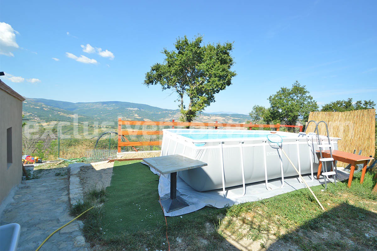 Stone Country Villa with Pool Fenced - Land and Majella Mountain Views for Sale in Abruzzo - Italy