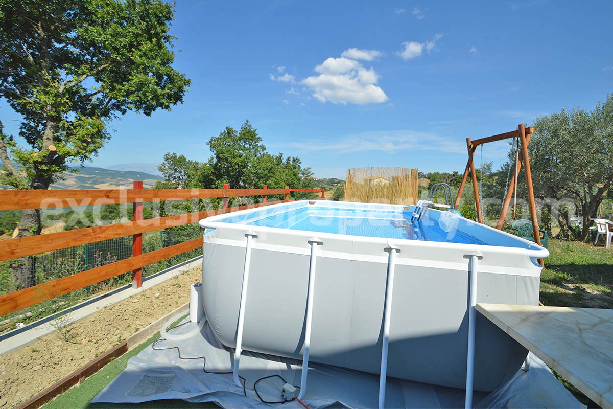 Stone Country Villa with Pool Fenced - Land and Majella Mountain Views for Sale in Abruzzo - Italy