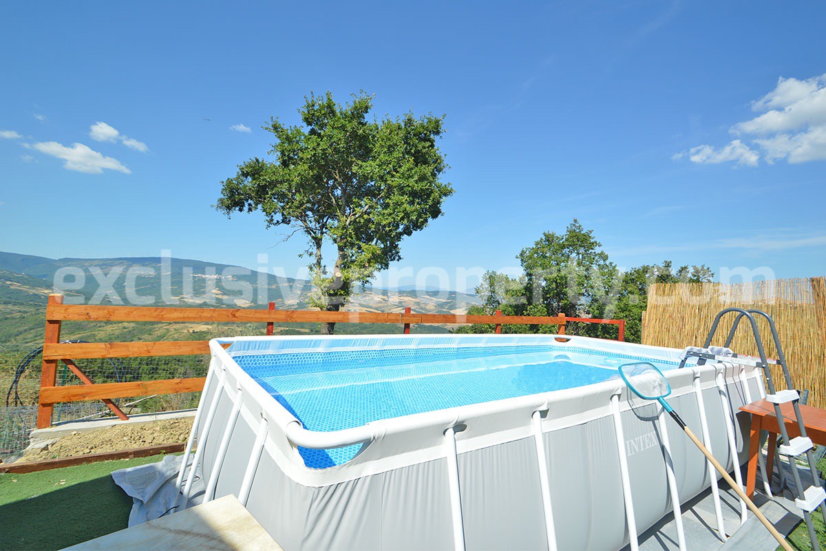 Stone Country Villa with Pool Fenced - Land and Majella Mountain Views for Sale in Abruzzo - Italy